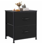 2-Drawer Black Nightstand & Fabric Bin Dresser – Compact End Table for Bedroom, Entryway, Dorm, or Living Room- Black