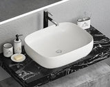 19.7” Wide, 15.7” Deep Essential White Rectangle Round Corners Ceramic Single Vessel Bowl Sink, Spa Ambiance