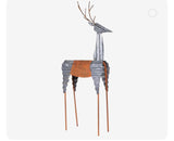 30” Rustic Metal Reindeer Outdoor Christmas Yard Decoration Holiday Decor