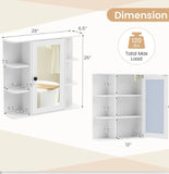 26” Wall-Mounted Bathroom Medicine Cabinet with Mirror & Adjustable Storage Shelf