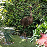 Alpine Corporation JUM282 Alpine 45" Tall Metal Peaking Ostrich Standing Yard Statue Decoration Outdoor Décor, Brown
