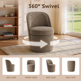Swivel Accent Chair with Hidden Storage, Upholstered Barrel Armchair - Brown