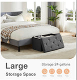 Storage Ottoman w/Thicker Foam Padded, Rest Seat Linen Toy Storage Bench Footstool for Living Room, Bedroom, Coffee Table, End of Bed, 110 PE