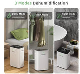 50 Pint Dehumidifiers Up to 4000 Sq Ft for Continuous Dehumidify, Home Dehumidifier with Digital Control Panel and Drain Hose for Basements, Bedroom, Bathroom. White