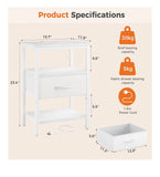 Charging Nightstand w/ USB Ports & Drawer Adjustable Bedside Organizer White