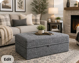Modern Gray Storage Ottoman Bench with Lid – 32”x24” Upholstered Accent