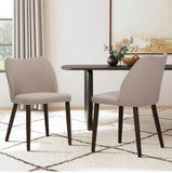 COLAMY Upholstered Dining Chairs Set of 2 Fabric Kitchen Side Chairs Wood Legs Beige