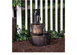 Alpine Corporation TIZ194BZ | Rustic Outdoor 2-Tier Barrel Pump Water Fountain — Relaxing Water Flow, 27"H Bronze Finish Décor