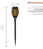 20" Tall Outdoor Solar Powered Pathway LED Torch Light Stake