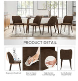COLAMY Upholstered Dining Chairs Set of 2 PU Leather Kitchen Side Chairs Wood Legs Brown