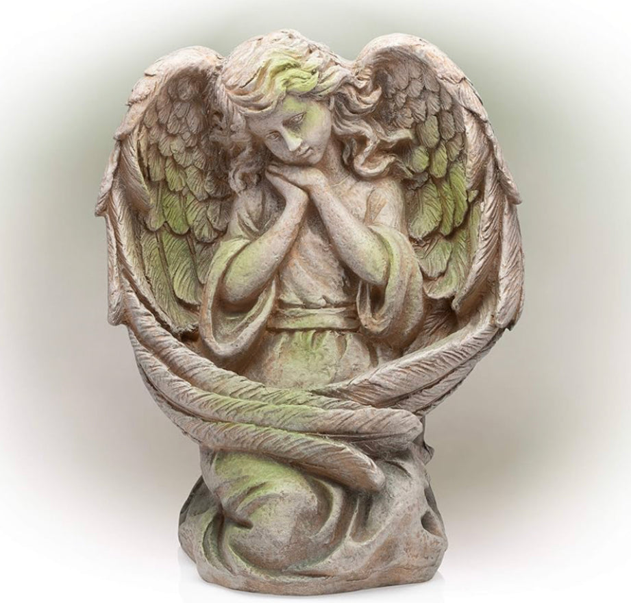 Old World Guardian Angel Statue, 19 Inch Tall, Multi-Color Outdoor Patio Garden Home Decor