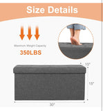 Storage Ottoman w/Thicker Foam Padded, Rest Seat Linen Toy Storage Bench Footstool for Living Room, Bedroom, Coffee Table, End of Bed, 110 PE