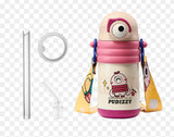 Babycare Insulated Water Bottle for Kids, 15oz Stainless Steel Toddler Water Bottle with Straw, Pink