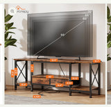 55”TV Stand with Power Outlets & Fabric Drawers for TVs Up to 75”