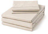 ClevaHome Twin Size Sheet Set - 4 Piece Soft Breathable Luxury Bed Sheet Set - Shrinkage & Fade Resistant Embroidered Bedding Sheet with Deep Pocket, 2 Extra Pillowcases (Twin, Oat Milk)