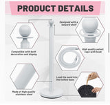 4-Piece 38” White Stainless Steel Crowd Control Stanchion Set with 5 Ft Velvet Ropes