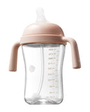 Tilted Anti-Spill-Straw Cups for Toddlers 1-3, Weighted Straw Cup with Handle & Nipples, 10oz Baby Water Bottles -Pink