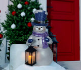 3FT Snowman Statue w/ Lantern & LED Candle – Indoor Outdoor Holiday Decor