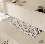 2'X 8' Luxury Abstract Runner Washable Rug With Marble Pattern Carpet