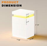 Modern White Fluted Nightstand with LED Light, Charging Station & 3 Drawers – 17.7”W