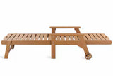 Teak Color HDPE Outdoor Chaise Lounge Chair with Slat Seat – Patio Pool Deck Lounger
