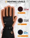 HEWINZE Rechargeable Heated Gloves 7.4V – Touchscreen Winter Gloves for Men & Women, 3 Heat Levels, Medium Size