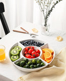 Porcelain Chip & Dip Serving Set – Divided Platter with 5 Compartments for Snacks, Veggies, Candy, Microwave & Dishwasher Safe, Elegant White