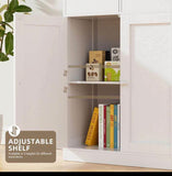 42.5”H White Bathroom Storage Cabinet with 2 Drawers, Doors & Adjustable Shelf