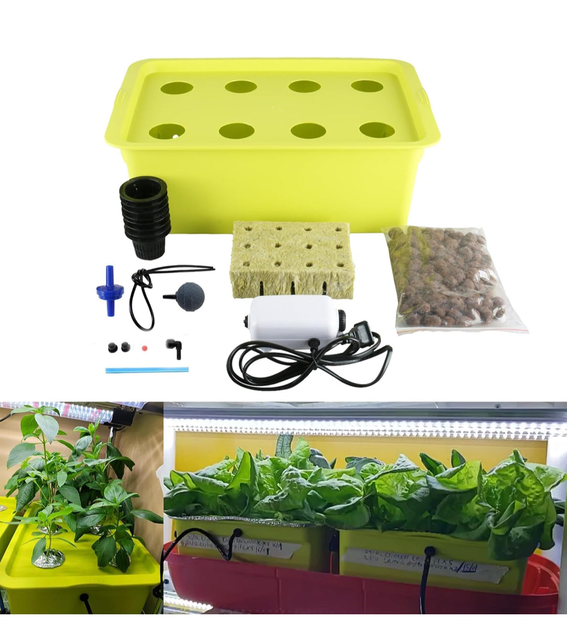 6 plant hydroponic system Deep Water Culture Hydroponic System Growing Kit, Medium Size w/Airsto – Mega Brown Box