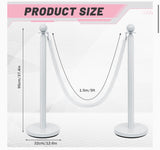 4-Piece 38” White Stainless Steel Crowd Control Stanchion Set with 5 Ft Velvet Ropes