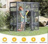 Wooden Outdoor Cat Catio Enclosure 62.4” x 32.4” x 70.1”