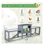 94” Large 2-Story Wooden Rabbit Hutch with Dual Runs – Indoor/Outdoor Bunny House