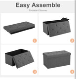 Storage Ottoman w/Thicker Foam Padded, Rest Seat Linen Toy Storage Bench Footstool for Living Room, Bedroom, Coffee Table, End of Bed, 110 PE