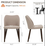 COLAMY Upholstered Dining Chairs Set of 2 Fabric Kitchen Side Chairs Wood Legs Beige