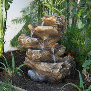 Indoor/Outdoor Floor Rock Waterfall Fountain with LED Lights, 5-Tiered Rainforest Fountain 22