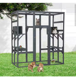 Wooden Outdoor Cat Catio Enclosure 62.4” x 32.4” x 70.1”
