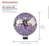 10 in. Diameter Indoor/Outdoor Glass Mosaic Gazing Globe Yard Decoration, Purple Mosaic Flower Design