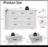 58” Wide 7-Drawer Wood Dresser Chest with Large Storage Drawers – Bedroom Organizer