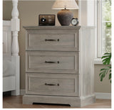 24” Wide Farmhouse 3-Drawer Dresser with Deep Drawers & Bar Handles – Grey