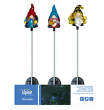 Solar Gnome with LED Light Garden Stake Set of 3