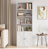 71” Tall 5-Tier Farmhouse Bookshelf with Adjustable Shelves – 31.5” Wide