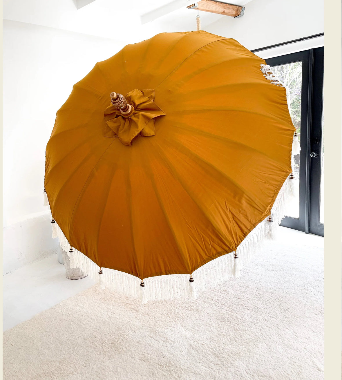 3ft patio umbrella Balinese Bali Hand Made Patio, Pool, Deck, Lounging Umbrella with Whit – Mega Brown Box