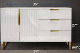 35” White Freestanding Single Bathroom Vanity Cabinet 3 Drawers Only-Sink Not Included