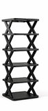 6 Tier Shoe Rack Hat Storage Organizer White Plastic Narrow Space Saver Rack
