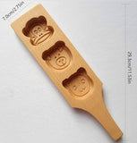 3-Slot Animal-Shaped Wooden Cookie Mold for DIY Baking, Pastries & Desserts