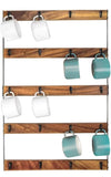 Wall Mounted Coffee Mug Holder, Large 5 Tier Shelf with 20 Hooks for Cups, Rustic Wooden Display Rack for Kitchens, Homes and Bars