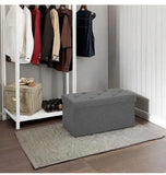 Storage Ottoman w/Thicker Foam Padded, Rest Seat Linen Toy Storage Bench Footstool for Living Room, Bedroom, Coffee Table, End of Bed, 110 PE