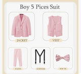 Boys 5-Piece Slim Fit Formal Suit Set w/ Suspenders, Multi-Color, 16Y
