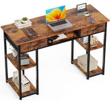 48” Writing Desk Home Office Computer Desk Bedroom Vanity Table Rustic Brown Wood Small Space