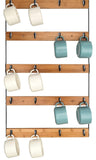 Wall Mounted Coffee Mug Holder, Large 5 Tier Shelf with 20 Hooks for Cups, Rustic Wooden Display Rack for Kitchens, Homes and Bars